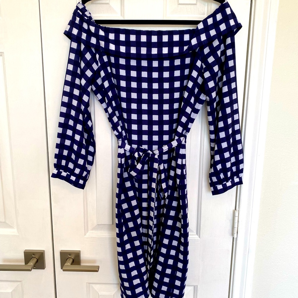 Banana Republic Off the Shoulder Gingham Dress